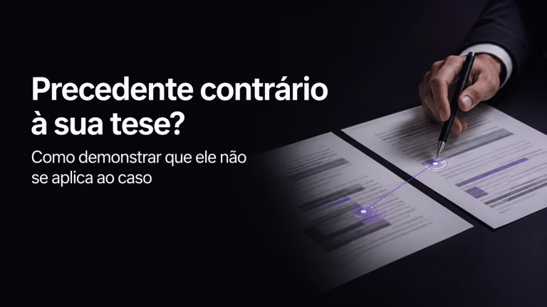 Advogado compara precedente judicial com o caso concreto para identificar diferenças relevantes.