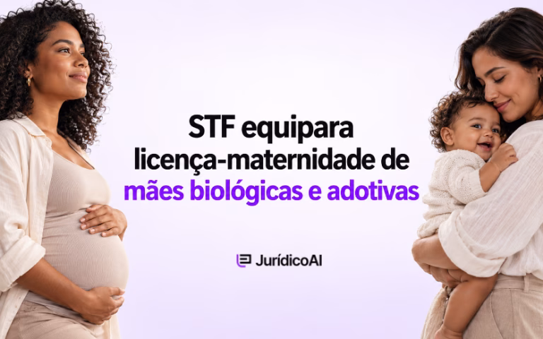 Mãe gestante e mãe com criança em capa sobre licença-maternidade de mães biológicas e adotivas.